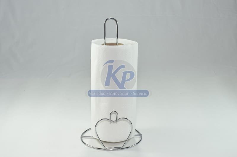 PORTA ROLLO DE COCINA CROMADO REDONDO CON DISEÑO 27 CM ALTO 13 CM Ø - (RYB-43615)