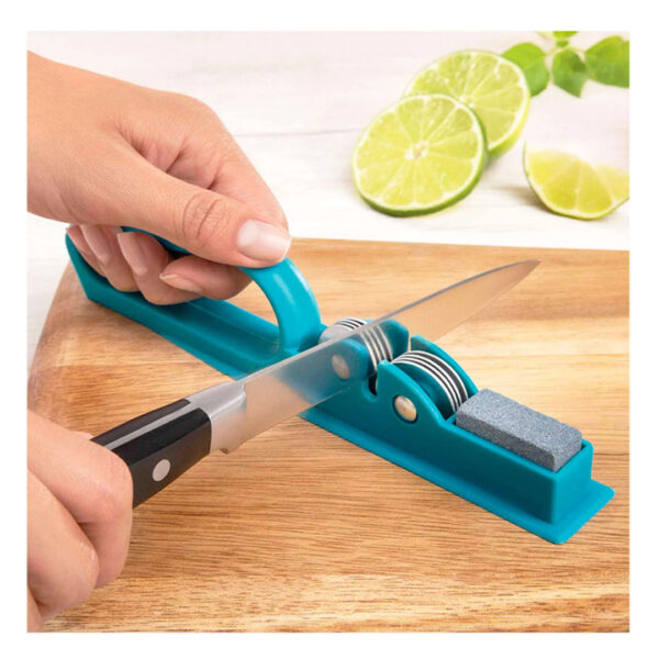 Afilador de cuchillos plastico con rueda metalica y piedra - (ECT-150888)