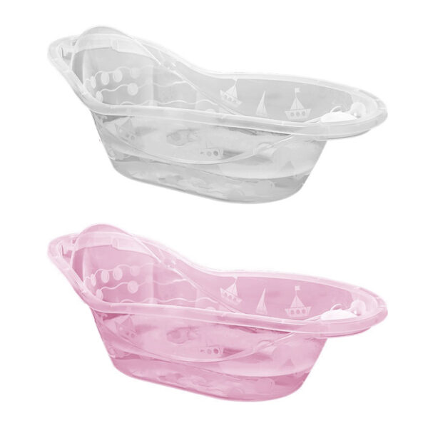 Bañera plastica transparente con tapón 23 litros rosa o blanca - (ECT-30860)
