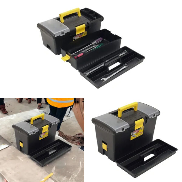 CAJA DE HERRAMIENTAS PLASTICA 16'' DOBLE FONDO CON BANDEJA Y GAVETEROS - (SLP-CF26)