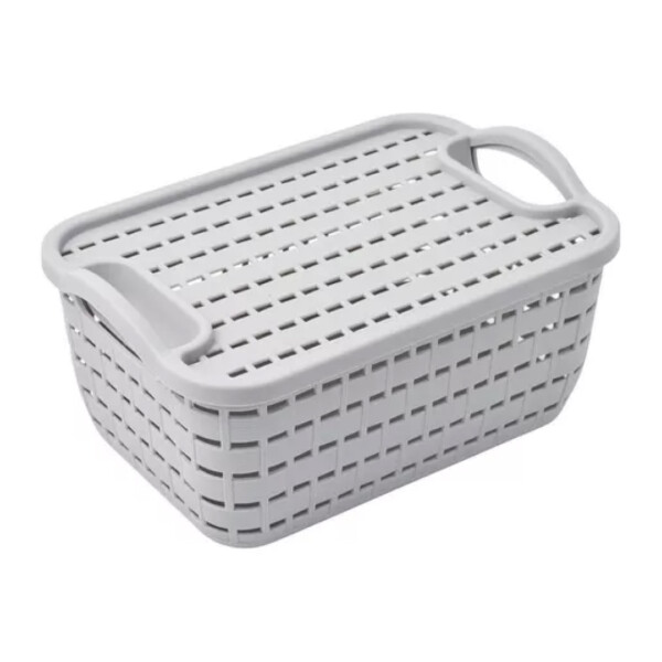 CAJA ORGANIZADORA PLASTICA TRAMADA 24x16x12 CM - (ECT-161071)