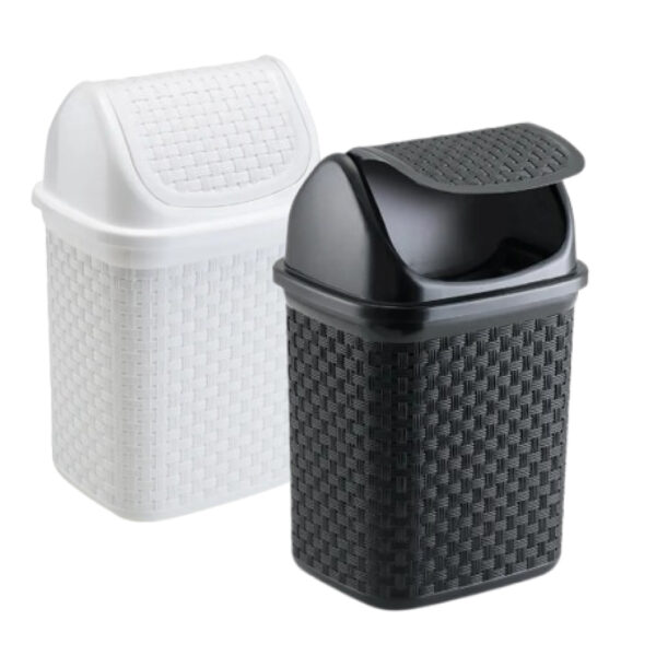 Cesto plastico de residuo RATTAN 4,5 lts tapa vaiven 16x30x19 cm - (SLP-134)