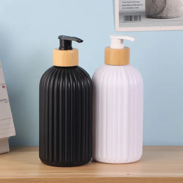 Dispenser de vidrio pintado acanalado rosca bamboo 500 cc - (BNI-52337)