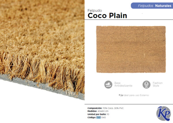 FELPUDO COCO DESIGN "PLAIN" CON BASE ANTIDESLIZANTE 040X060 - (DIB-FKP040)