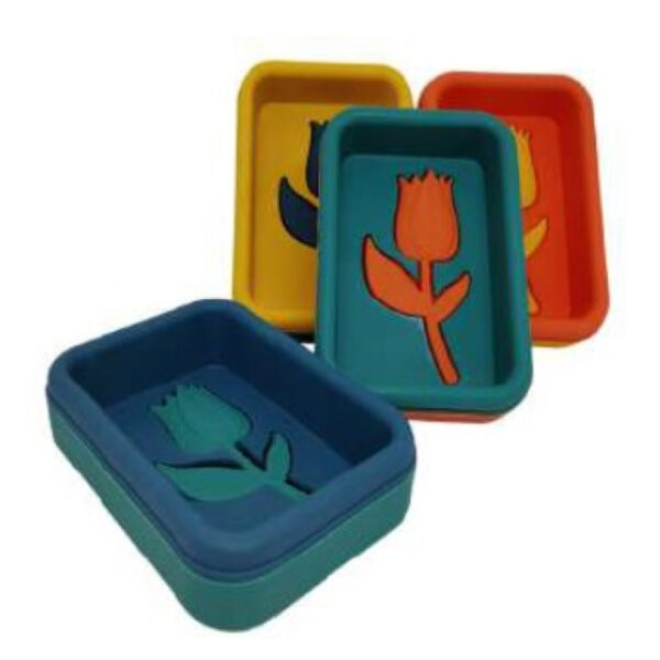 Jabonera plastica diseño con flor 10x7 cm - (RYB-70522)