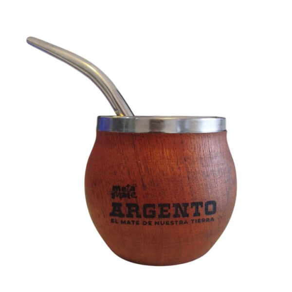 Mate "Argento" de madera interior acero inoxidable con bombilla - (DZI-1114)