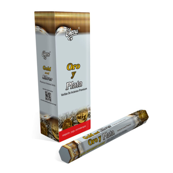 SAHUMERIO Hexagonal CHARU Oro y plata - caja x6 hexagonos - (VSH-SCH15)