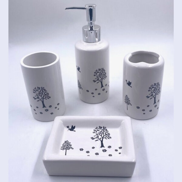 SET DE BAÑO CERAMICA 4 PIEZAS COLORES LISOS - (NWP-9201)