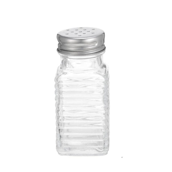Salero de vidrio 9 cm con tapa de acero - (BNI-26776)