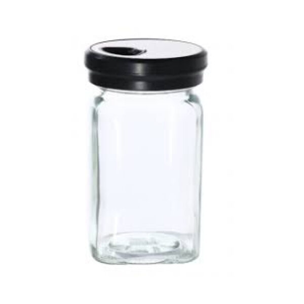 Salero vidrio 10 cm tapa plastica con regulador - (BNI-50189)