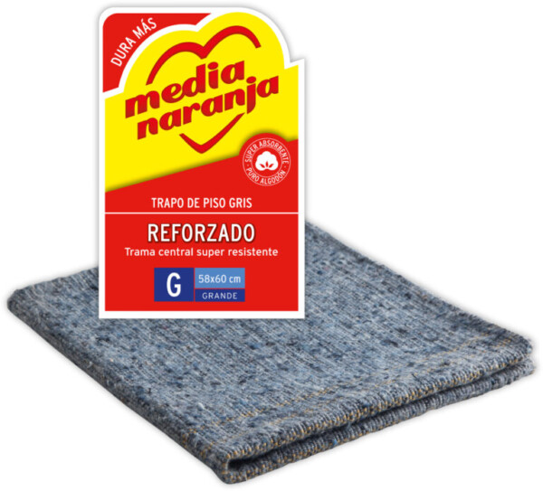 TRAPO DE PISO GRIS G DOBLE REFORZADO MEDIA NARANJA 58x60 CM 98% ALGODON 2% POLIESTER - (MNJ-81291)